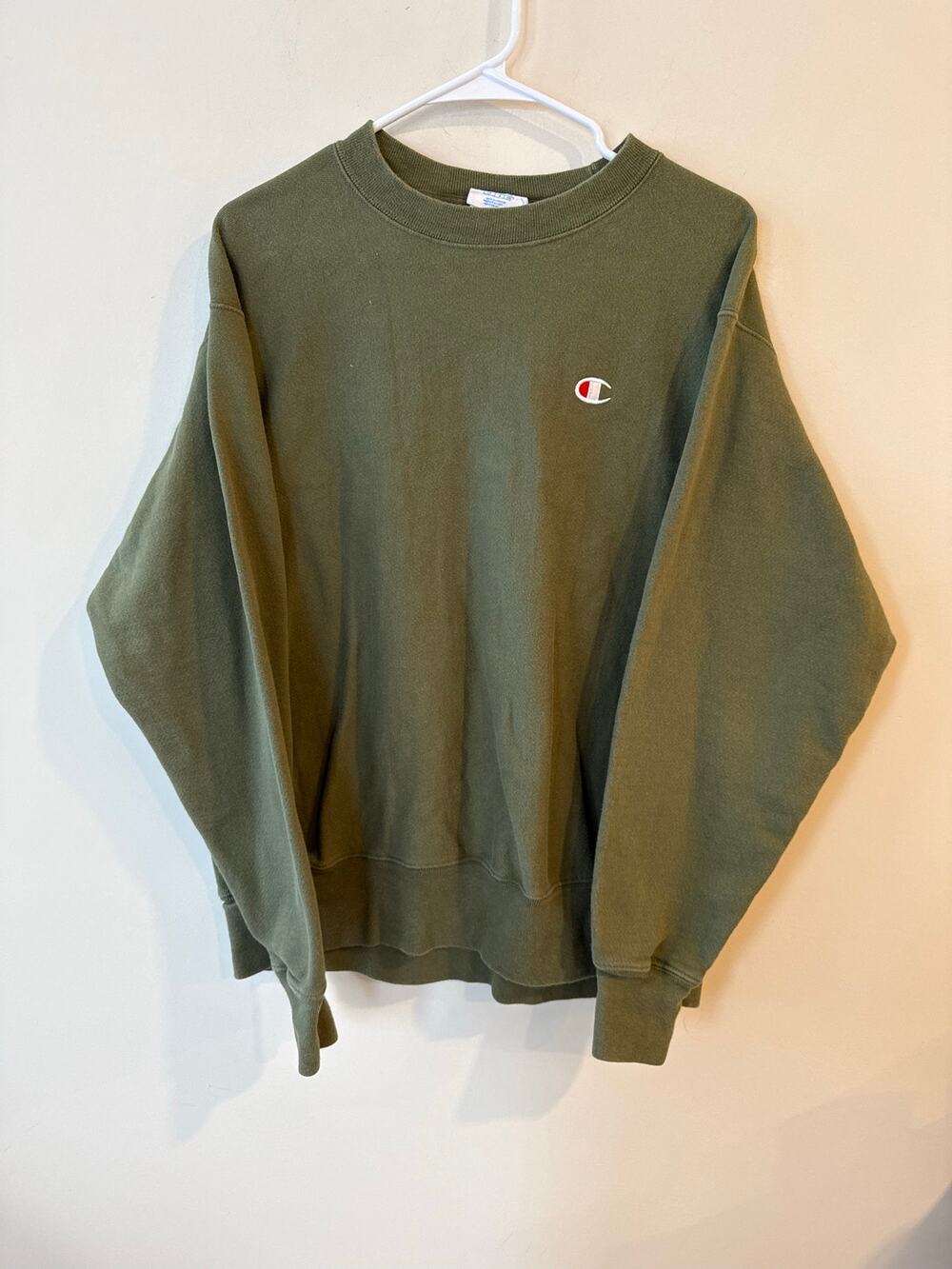 VTG Champion Reverse Weave Sweatshirt Men's Large Olive Green Pullover Crewneck